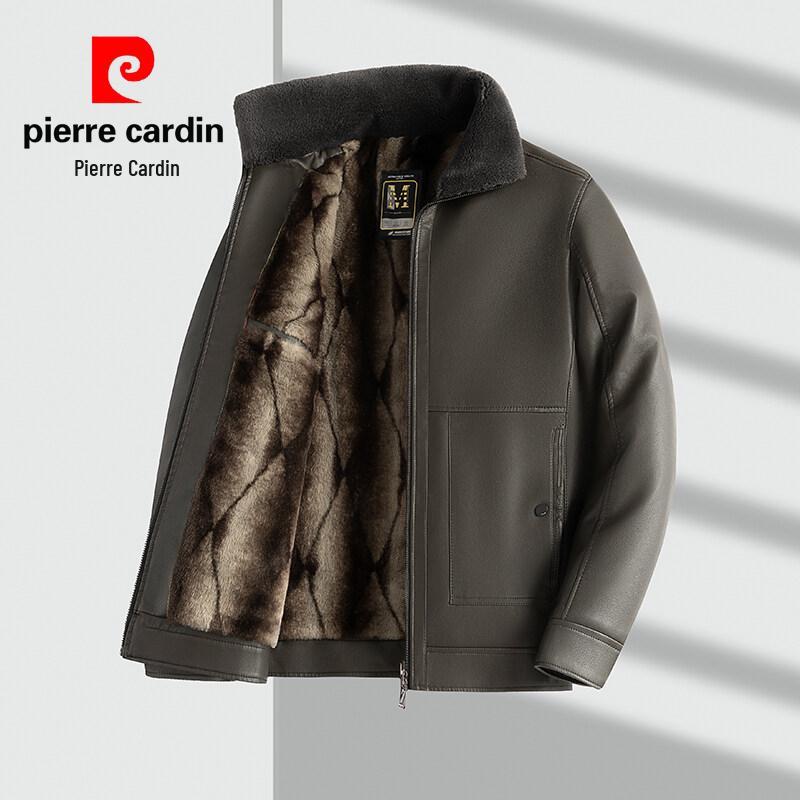 Pierre Cardin 2025 Męska Skórzana Kurtka z Kołnierzem Stojącym - Casualowa, Wszechstronna, Ciepła, z Podszewką z Weluru dla Mężczyzn w Średnim Wieku