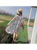 Women Mid-Length Chiffon Print Sun Protection Clothing Seven-Point Sleeve Cardigan