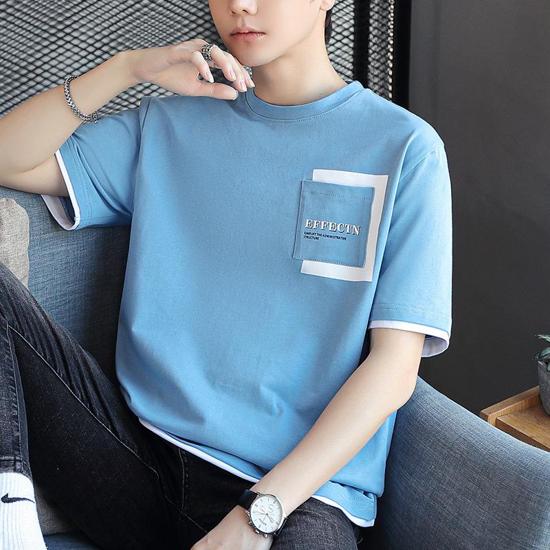Short Sleeve T-Shirt Men's Summer New Trendy Brand Cotton Loose Half Sleeve Crew Neck T-Shirt Clothes Men's Clothing