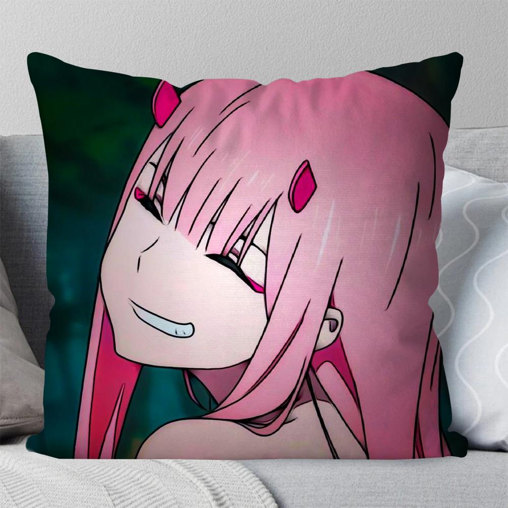 Zero Two Animation DARLING In The FRANXX Kissenbezug Quadratisches Kissen Schlafzimmer Sofa Freizeit Komfort Auto Wohnzimmer Heimdekoration 40X40