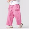 Retro Men's Wide Leg Pants Summer Plus Size Solid Color Pants