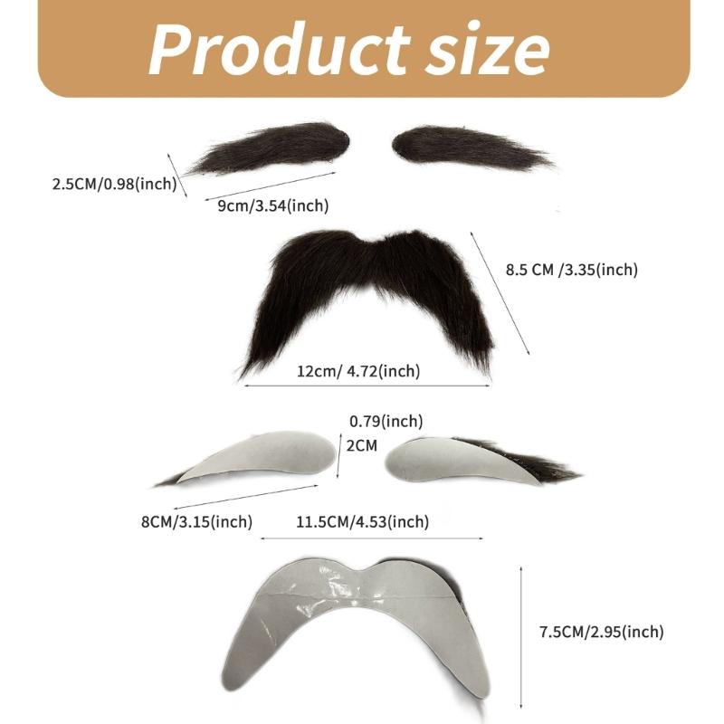 Mustaches and Eyebrows Cosplay Costume Accessories for Halloween Christmas, Self Adhesive Eyebrows and Beard Mustaches