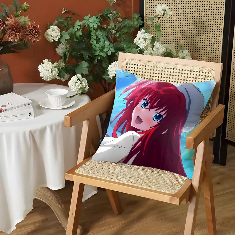Anime SSchool DxD Cushion Cover Silky Short Plush Invisible Zipper Dustproof Sofa Pillow Case for Home Decor