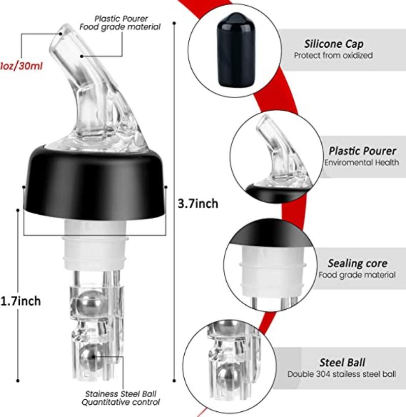 30 Ml Automatic Measured Bottle Pourer Spout Bottle Pourer Liquor Bottle Pourers Jigger Quick Spirit Measure Pourer