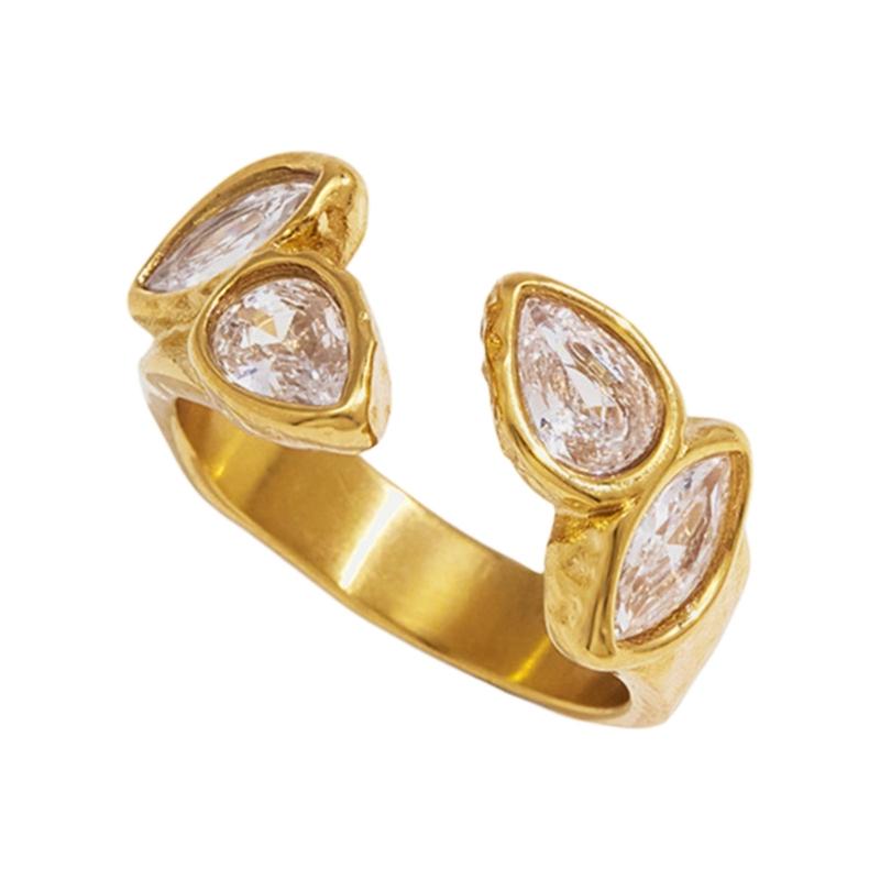 Stainless Steel Fashion Ring with Zircon Detail for Elevated Looks and Daily Styling, Single Piece Giftable Jewelry