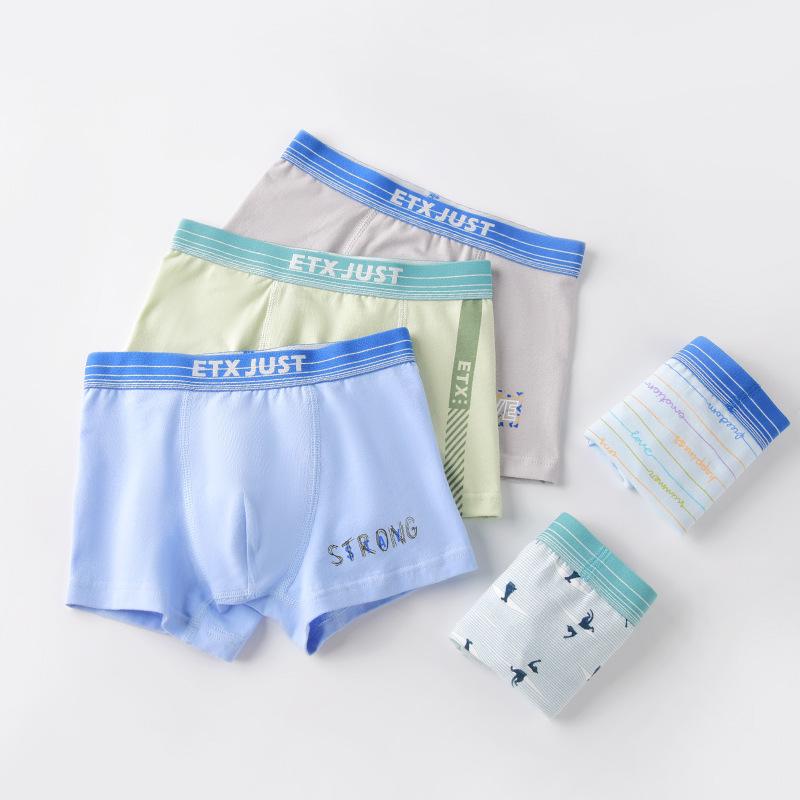 Boys' Cotton Boxer Briefs, Class A Medium & Large, Teen & Student Underwear, Four-Cornered Design, GB115 116