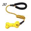 Aggressive Chewer Bone Toys ETPU Dog Chew Toy, with Braided Rope, Foam Handle, Interactive Tug Toy Rope of War Pet Teeth Cleaning for Medium