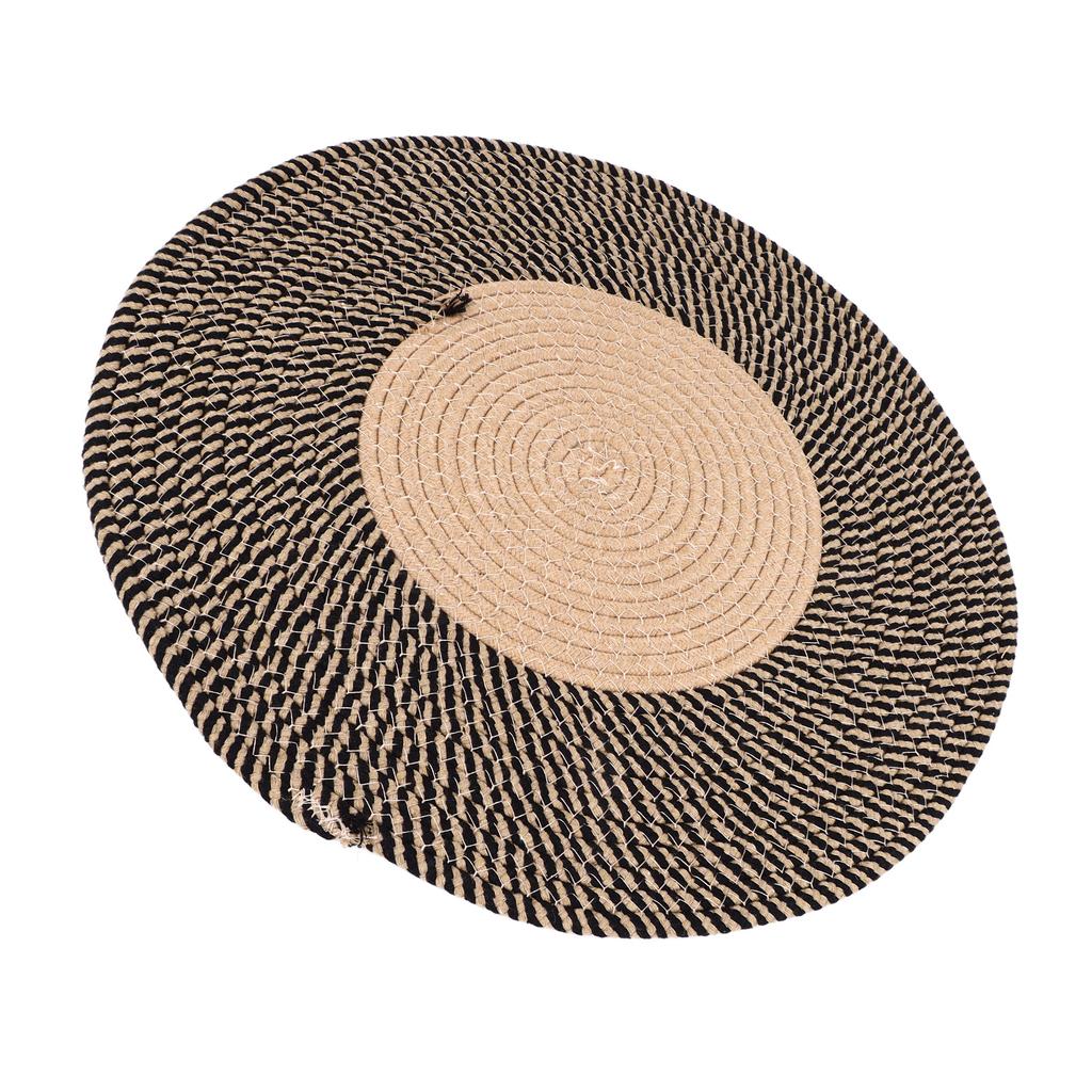Round Jute Rug Reversible Retro Nordic Style Fashionable Area Rug Circle Carpet for Bedroom Hallway