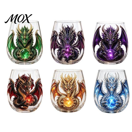 Fantasy Themed Drinking Cups Mythic Dragon Glass Art Cup, 3D Sculpted with Crystal Ball, Handcrafted Style 400ml Whiskey Tumbler for Bourbon