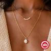 Stylish And Simple Daily S925 Sterling Silver Pearl Necklace Women'S 5 Round Pearls Temperament Collarbone Chain Necklac