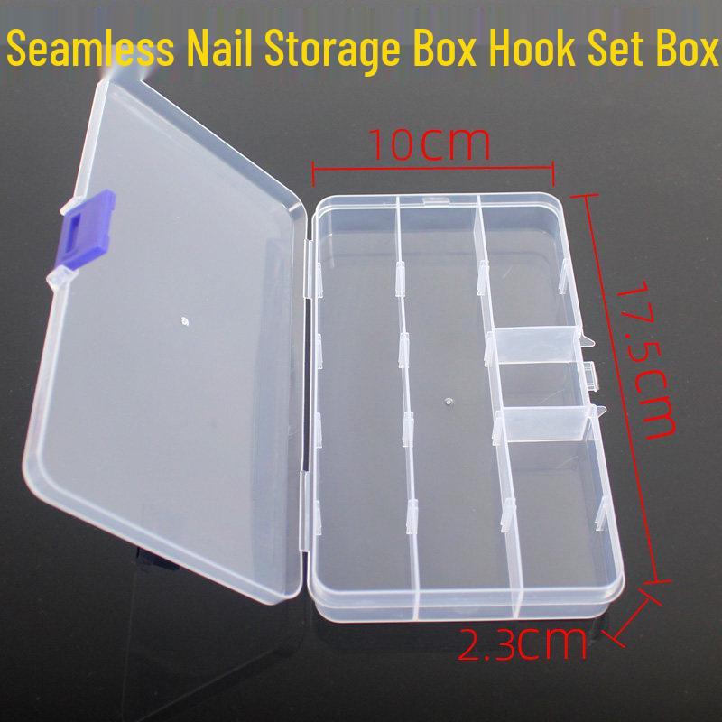 

Transparent Rectangular Storage Box with Lid and Adhesive Hook - Desktop Organizer with Compartments. With Accessories (1 Box)