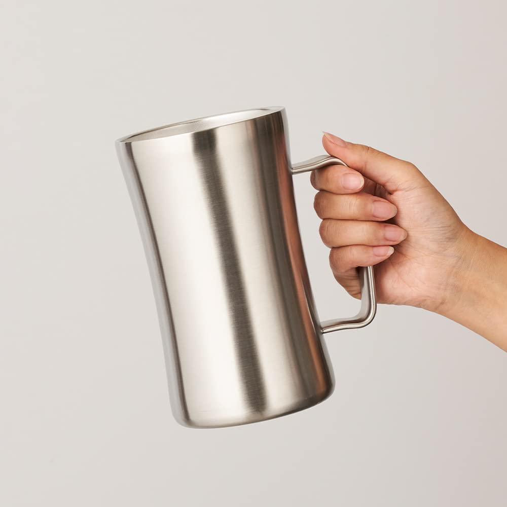 Mega Mug Ready To Dishwasher Thermal Cold Vacuum Beer Highball Silver Doshisha 1000ml, Drink, Safe, Insulation, Insulation, Insulation, Mug, Mug,