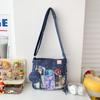 New Japanese niche pain bag sweet cool style two-dimensional denim middle school student transparent shoulder bag retro mailman bag