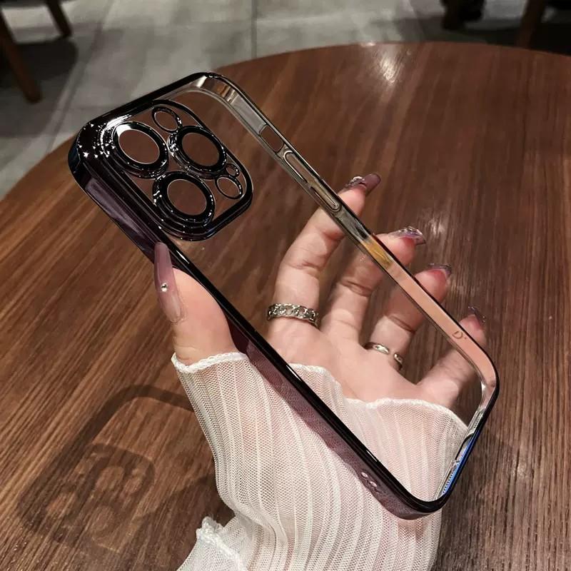 

Подходит для iPhone16 Гальванизированный Прозрачный Чехол для Мобильного Телефона Apple 15 Promax Стеклянный Объектив ПК Жесткий Чехол Чехол для Защиты 14 iPhone 12 PROMAX