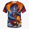 Summer New Cool 3d Dragon Printed Fashion Men's Round Neck Short Sleeve  Funny