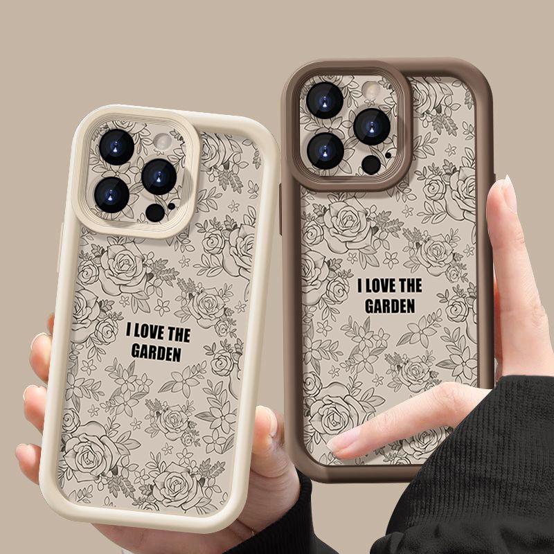 Rose Print Case For iPhone 15 16 Pro Max 14 Plus 13 12 11 Pro 8 7 X XS XR Shockproof Bumper Soft TPU Silicone Phone Cover Funda