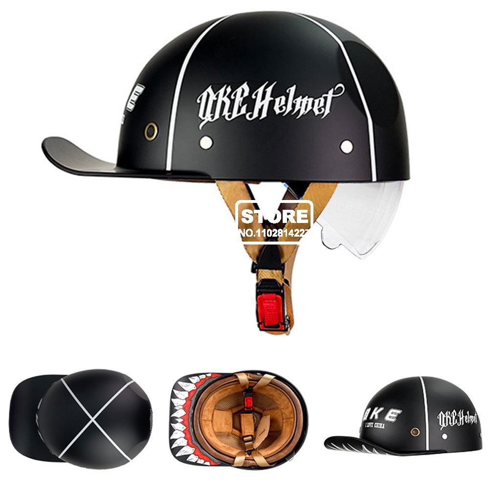 Motorbike Baseball Cap Half Helmet Riding Women Retro Motorcycle Half Helmet Anti Drop Motorcycle Scooter Helmet