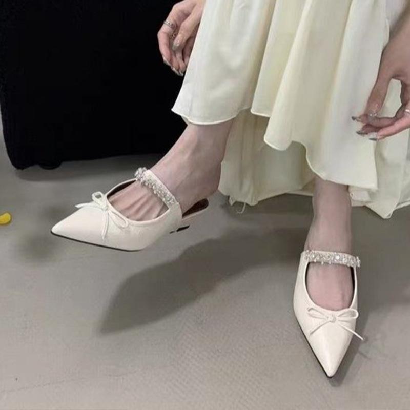 Fashion Wedges Woman Slippers Crystal Elegant Shoes Mid Heels Slingback Pumps Fashion Women Mules Shoes 2025 Summer Dress Mujer Zapatos