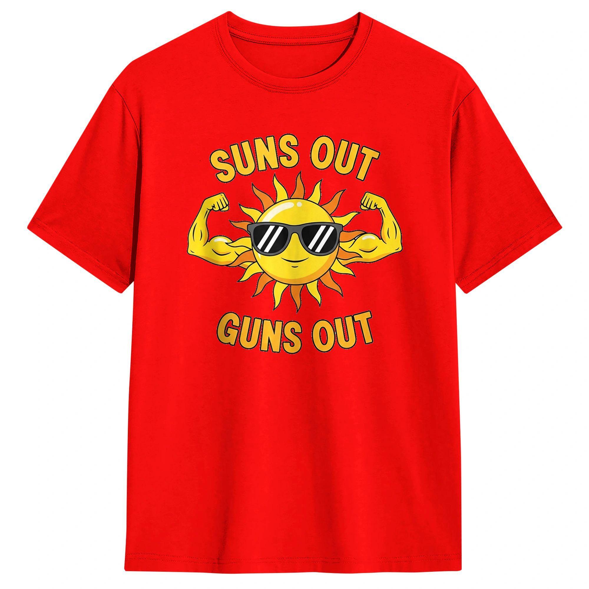 Suns Out Guns Out Gym 100 Cotton T Shirt For Unisex Beach Funny TShirts O Neck Hip Hop Tees Big Size Design Clothes L