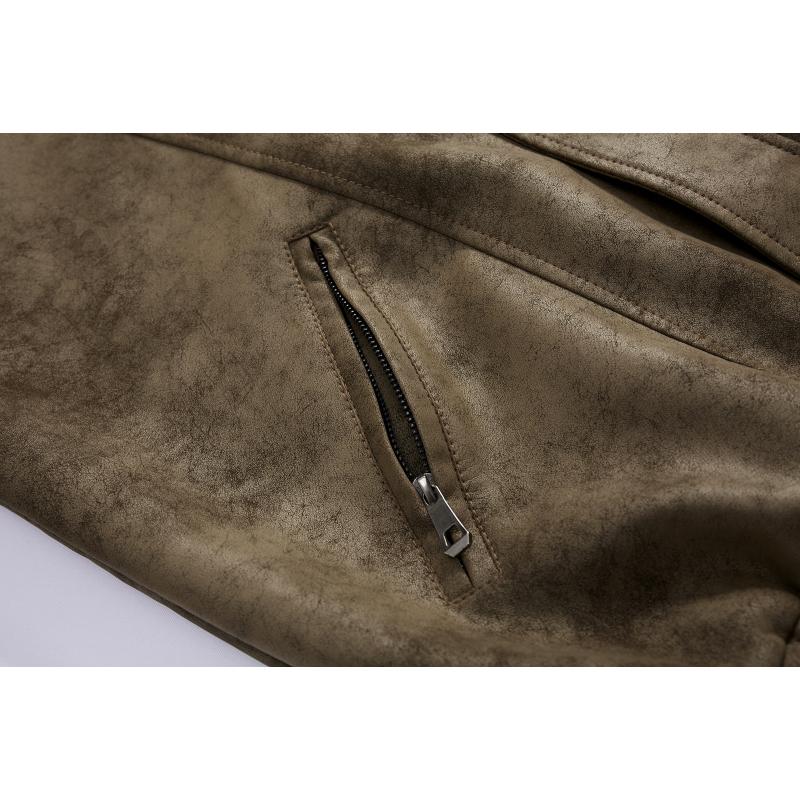 Men's Leather Jacket Men's Youth Standing Collar Biker Leather Jacket Jacket