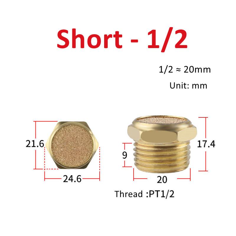 Pneumatic Exhaust Muffler Silencer M5 1/8 1/4 3/8 1/2 3/4 BSP Male Thread For Air Noise Brass Adjustable Long Short BSL SLM SLL