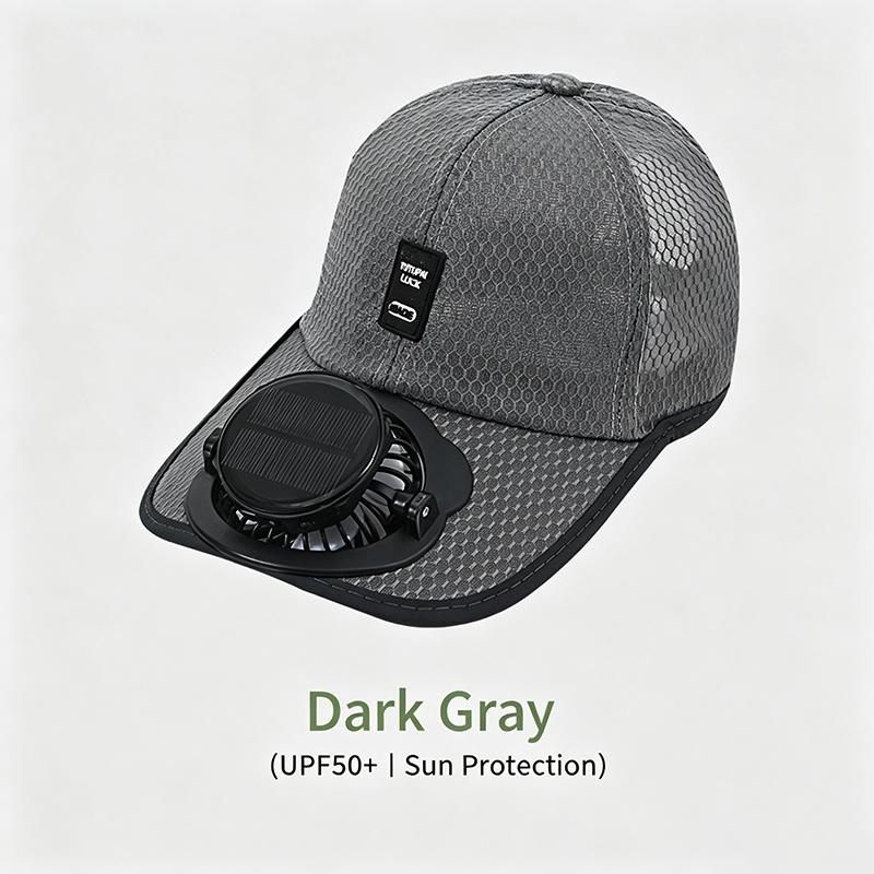 Solar Powered Cooling Fan Cap USB Rechargeable Anti-UV Breathable Sun Hat for Summer Outdoor Sport Travel Daily Use