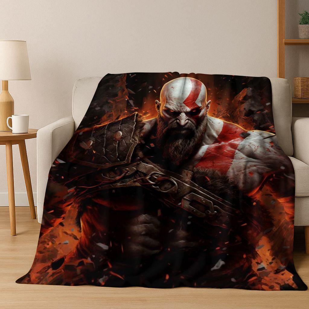3A Classics God of War Kratos Game Gamer Flannel Blanket,Warm and Cozy Soft Throw Blanket for Home Bedroom Bed Sofa Kid Gift