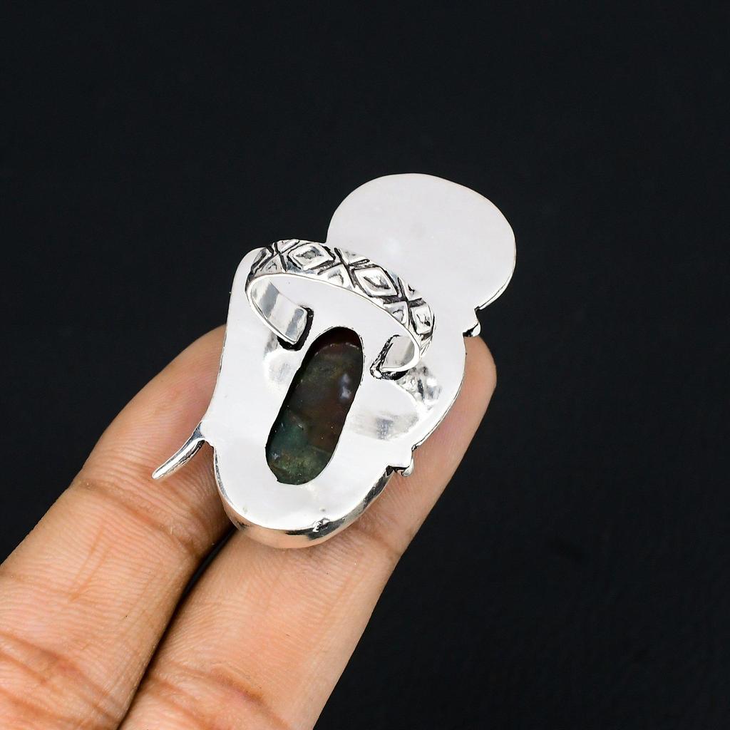 Bloodstone Stone Sterling Silver Solitaire Statement March Ring Jewelry US 6.5