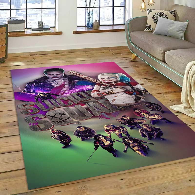 Der Teppich The Suicide Squad, inspiriert vom Actionfilm, eignet sich für Wohnzimmer, Schlafzimmer, Nachttischbereiche, Balkone und andere