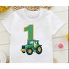 Cute Farmer Tractor 1-8 Years Old Happy Birthday T Shirt Kids Birthday Party Gift Children Funny Present T Shirt Tops