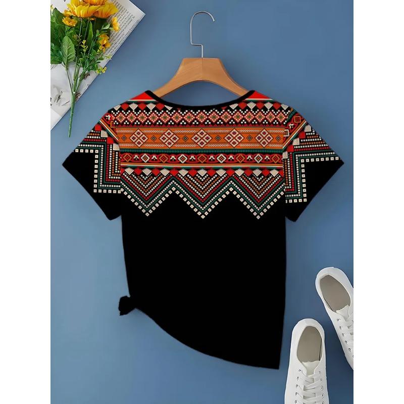 Summer Women's T Shirt Print Casual Short Sleeve 3d T Shirts Fashion Streetwear V Neck Pullover Female Clothing Shirt