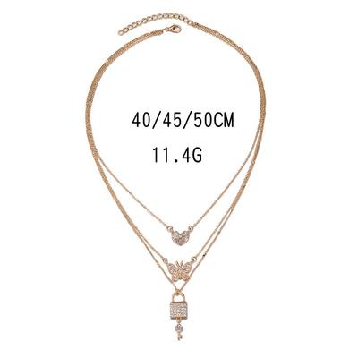 Schmetterling Liebe Halskette neuer personalisierter Schmuck Schlüssel Anhänger mehrschichtig Damen Street Style Kristall Pullover Kette
