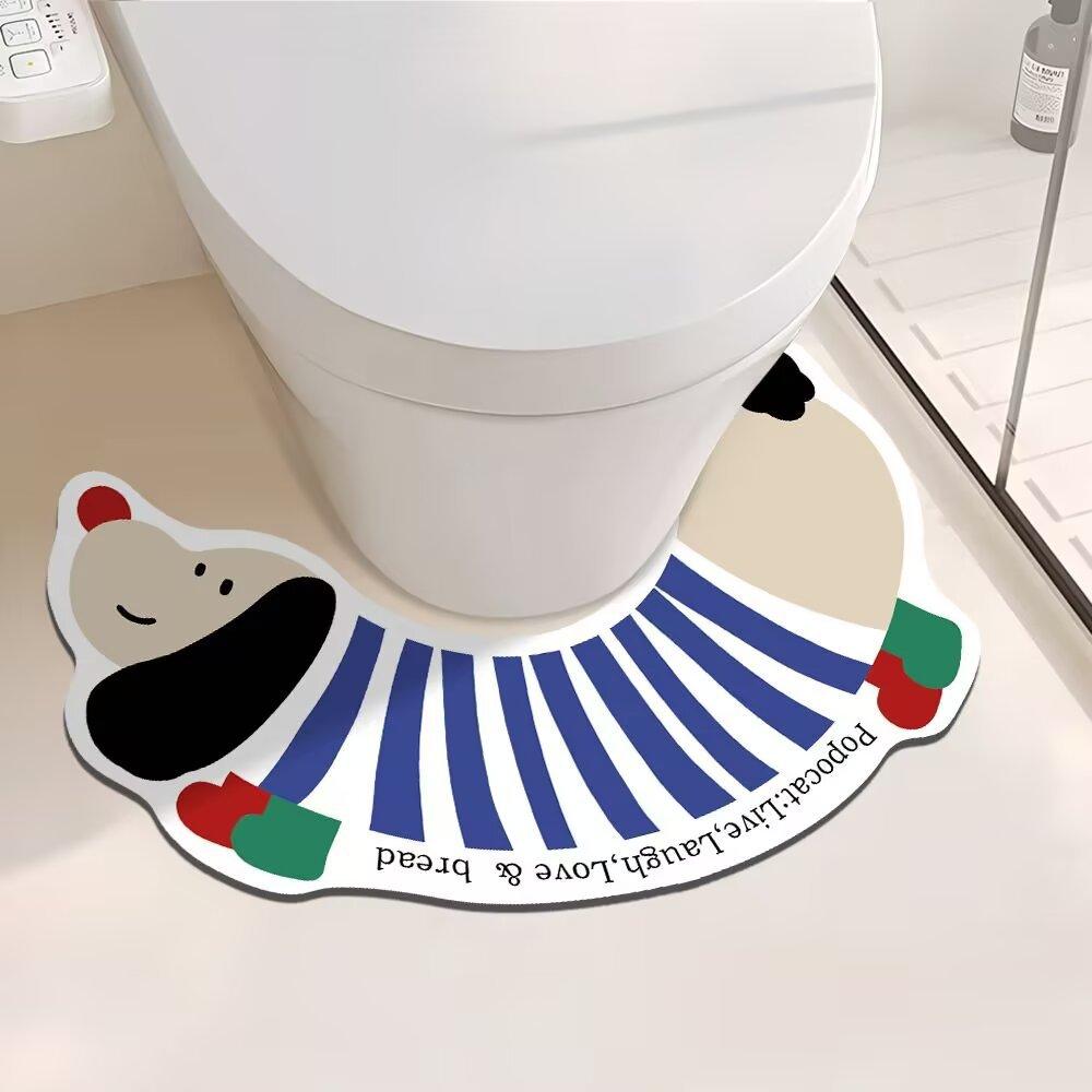 Dachshund Toilet U-Shaped Floor Mat Bathroom Strong Absorbent Non-Slip Foot Mat Diatom Mud Toilet Dirt-Resistant Non-Slip Mat