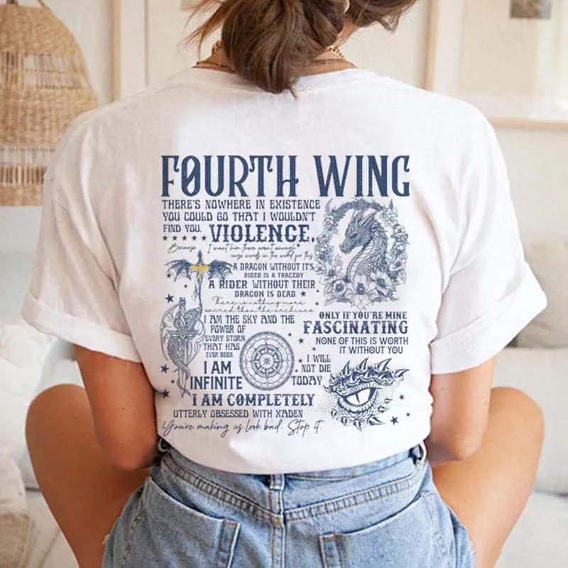 Fourth Wing Double Side TShirt Basgiath War College Shirt Dragon Rider Womens New Casual Short Sleeves Printed TShirt