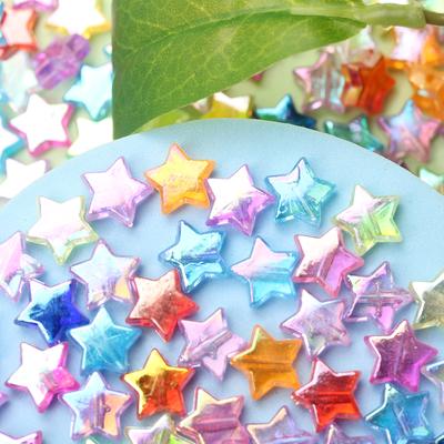 Aproximadamente 480 piezas elaboradas para hacer joyas, cuentas espaciadoras sueltas de color AB, cuentas de estrella de pentagrama hechas a mano, 11 x 4,5 mm, accesorios de bricolaje