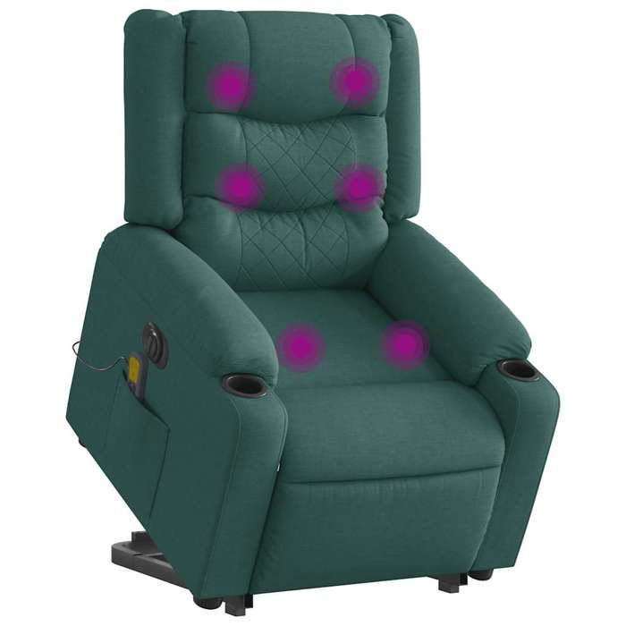 VidaXL Fauteuil inclinable de massage électrique Vert foncé Tissu 3310285