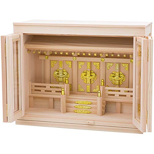 

Kamidana no Sato Shinto Shrine Box, Size 16, Three Shrines, Natural, 37.5 x 47 x 21.5 cm