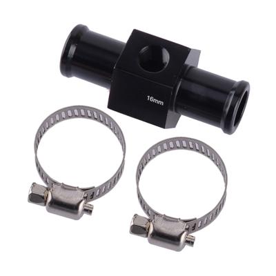 16mm Black Car Water Temp Temperature Gauge Sensor Joint Pipe Radiator Hose Adapter 1/8'' NPT With Clamp