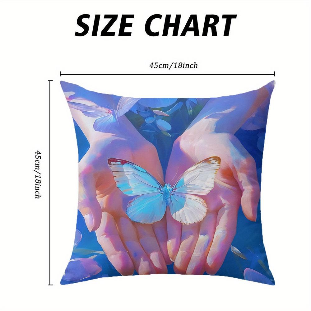 Butterfly In Palms Square Jacquard Pillow Cover for Sofa Office Waist Cushion Cover Home Decorative Pillowcase