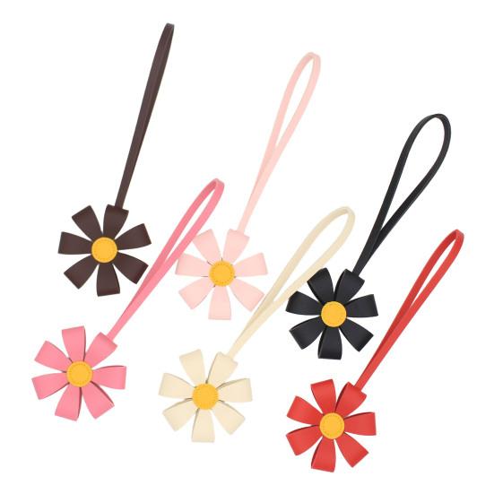 Flower Pendant Multi-Petal Design Faux Leather Bag Charm with Adjustable Strap Handbag
