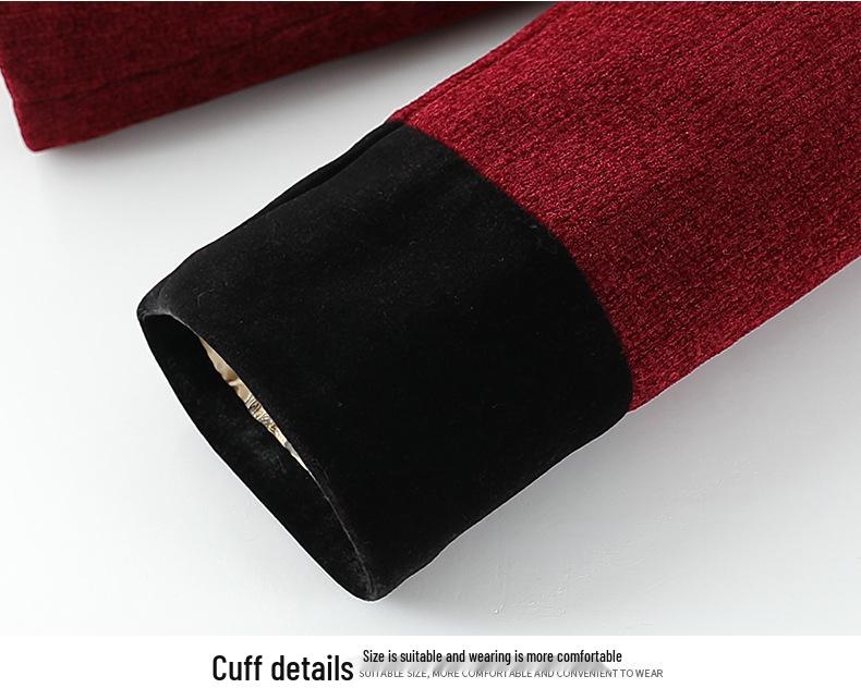 2025 Embroidered Woolen Coat for Elderly Women (Aged 60-80) - Plus Velvet Winter Style