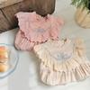 Spring Vintage Lace Girls Dress Long Sleeve Embroidered Bow Ruffle Children Princess Dress