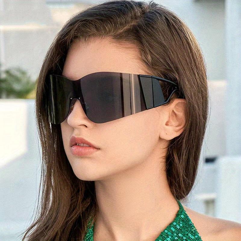 Non-polarized Rimless Sunglasses Women Men Stylish Punk Glasses Y2k Eyelasses Brand Designer One-Piece Frame Daily Stylish Accessories