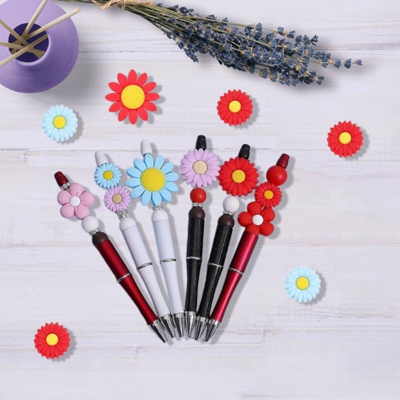 24Pcs Flower Bead Adornment Delicate Flower Handmade Necklace Beads Round Silicone Beads for Crafts and Home Decors