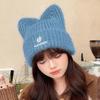 Japanese Cute Woolen Hat for Women in Autumn and Winter Fashion Versatile Ear Protection Pullover Hat Big Head Circumference Cat Ear Knitted Hat