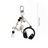 Gothic Headphone Silver Metal Star Bow Beaded Tassel Charm Trendy Aesthetic Bag Pendant For Teen Girls Best Friend Bag Charm