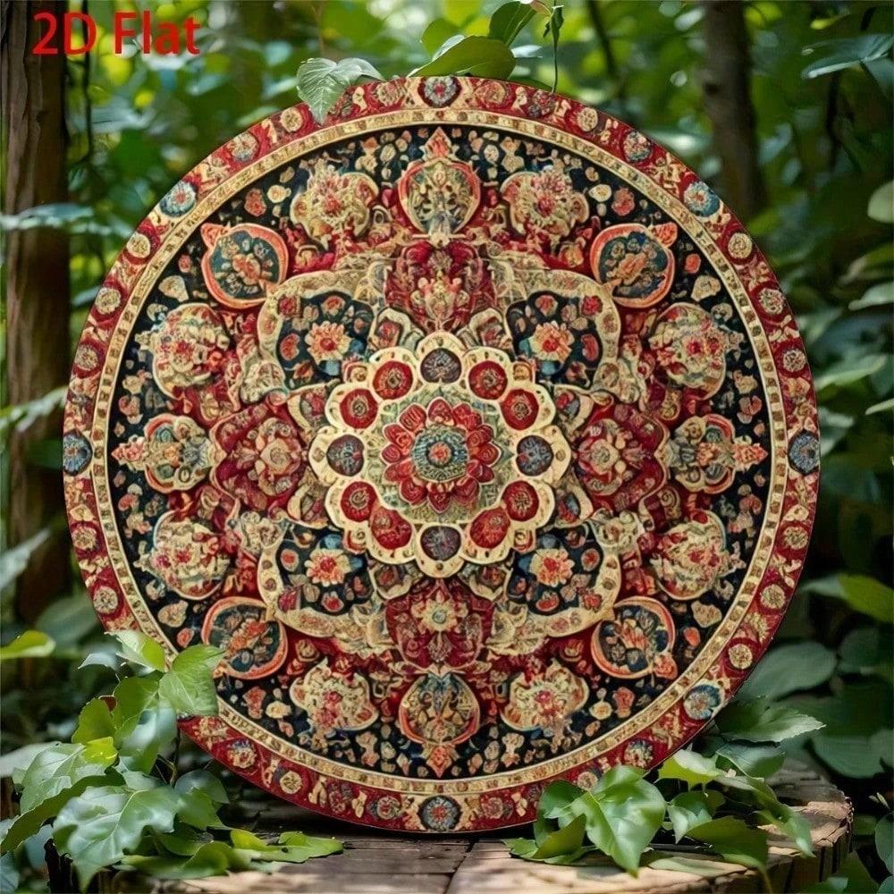 

Vintage 8x8 Inch Retro Persian Metal Wall Sign, Geometric Antique Tin Plaque for Home Decor, Bar Cafe Man Cave, Rustic 20x20 різнокольоровий