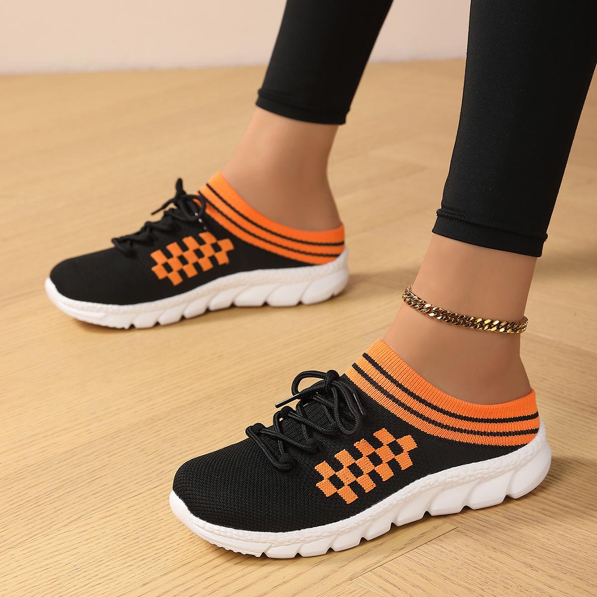 

TUINANLE Женская обувь Геометрические узоры Сетчатые босоножки на платформе Парные полутапочки Повседневная нескользящая обувь на платформе 38 чёрный