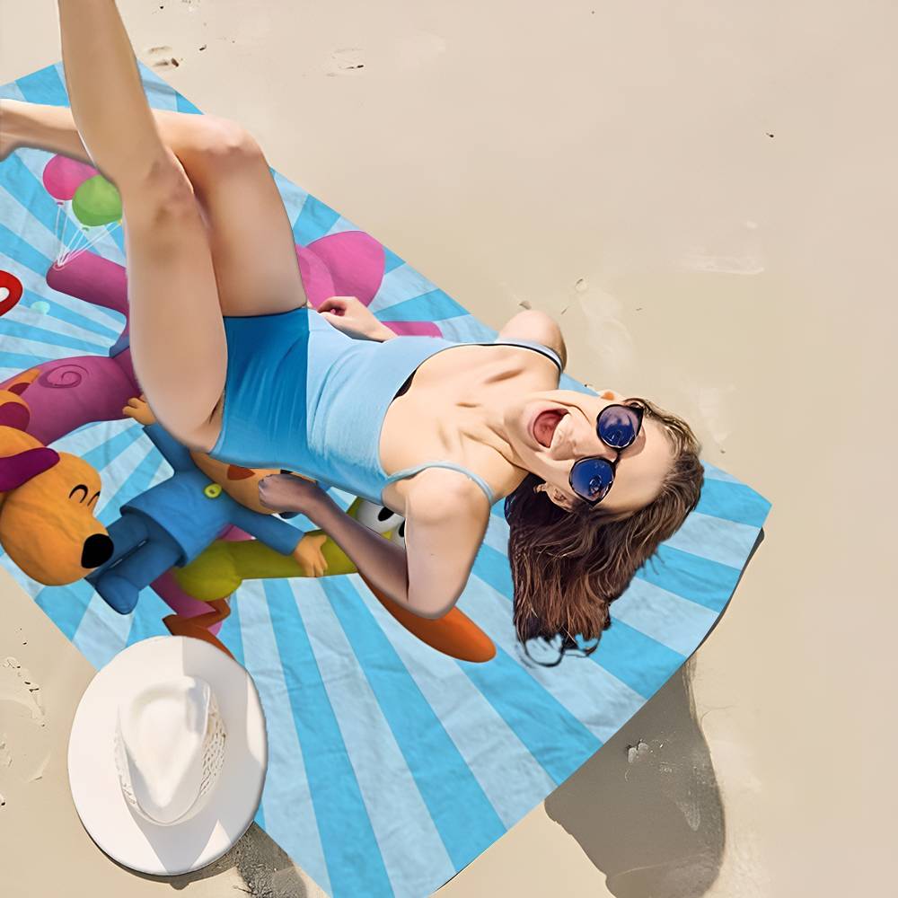 Cartoon P-Pocoyo Microfiber Beach Towel Absorbent Quick Dry Soft Yoga Swimming Resort Mountain Climbing Towel