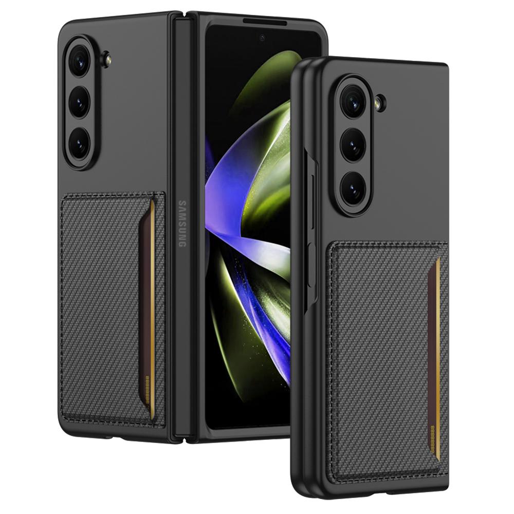 

GKK For Samsung Galaxy Z Fold5 5G Hard PC Phone Case Card Holder Ultra-Thin Cover Carbon Fiber Texture